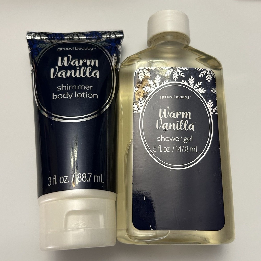 Groovi Beauty Warm Vanilla Shimmer Body Lotion/Shower Gel NWT